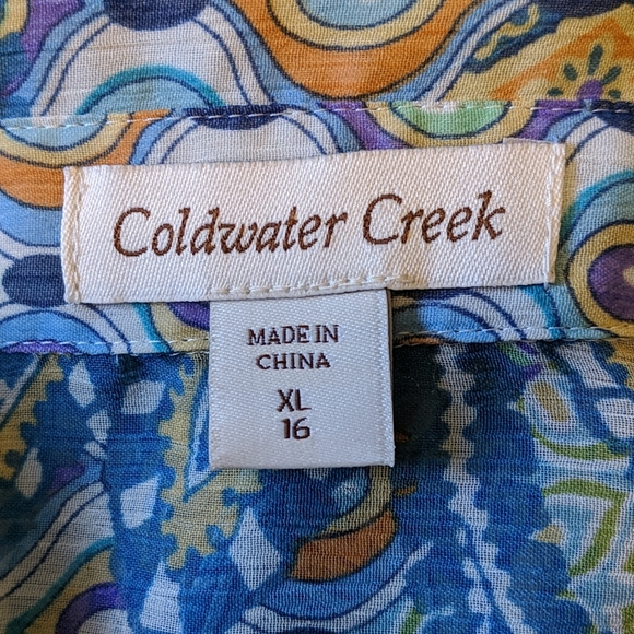 Coldwater Creek Shear Blue Blouse XL - Picture 4 of 7